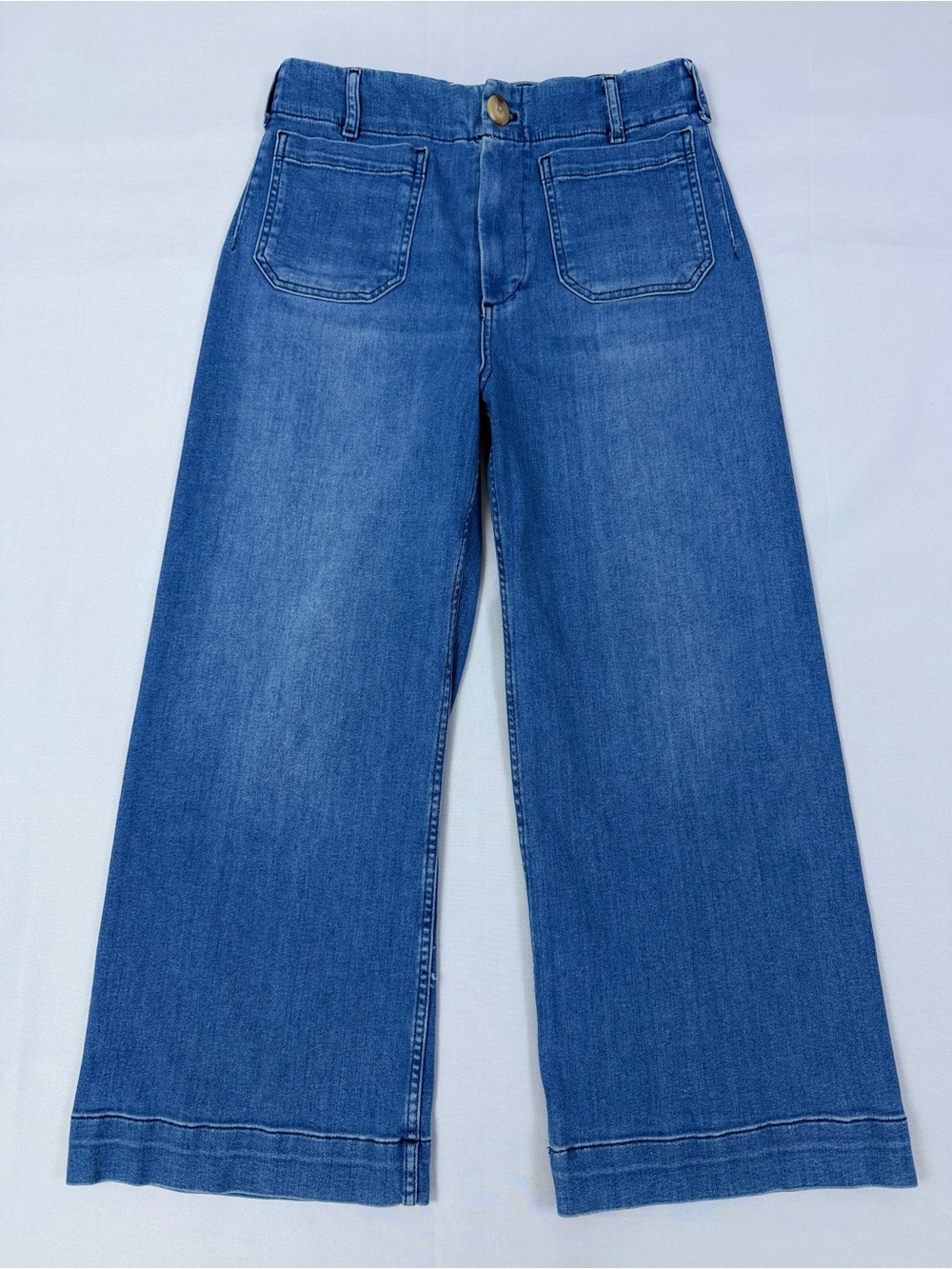 Maeve The Colette Jeans Women’s Size 30 Wide Leg Cropped Blue Stretch Denim